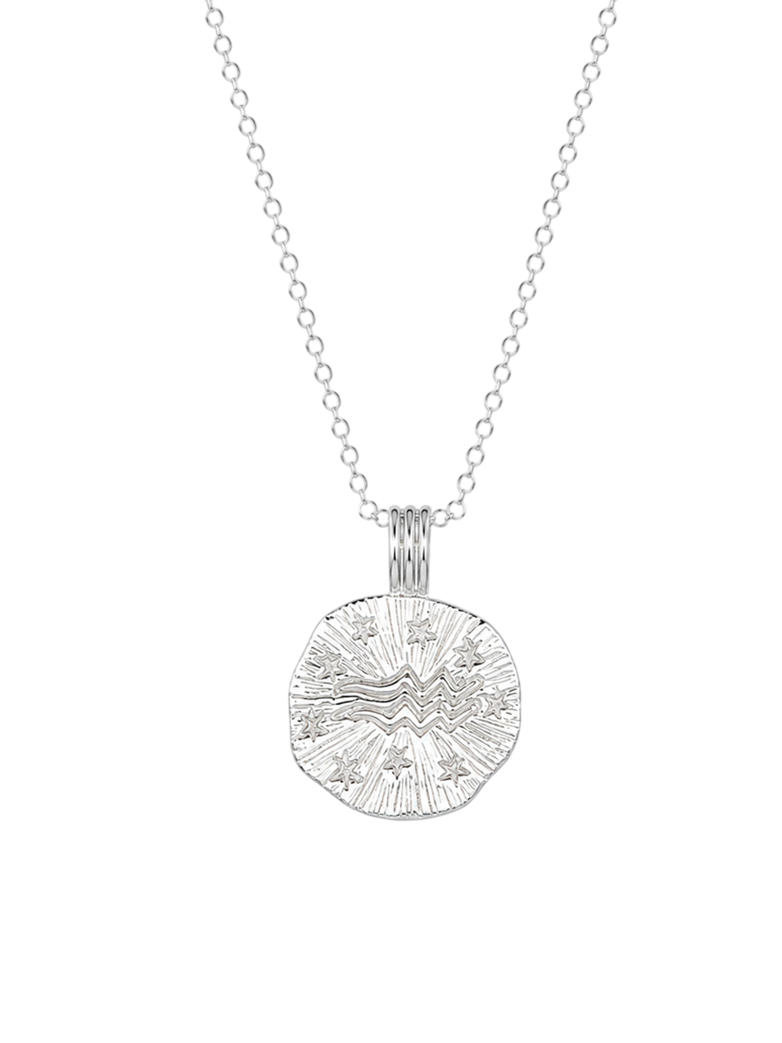 Sun in aquarius necklace - sterling silver